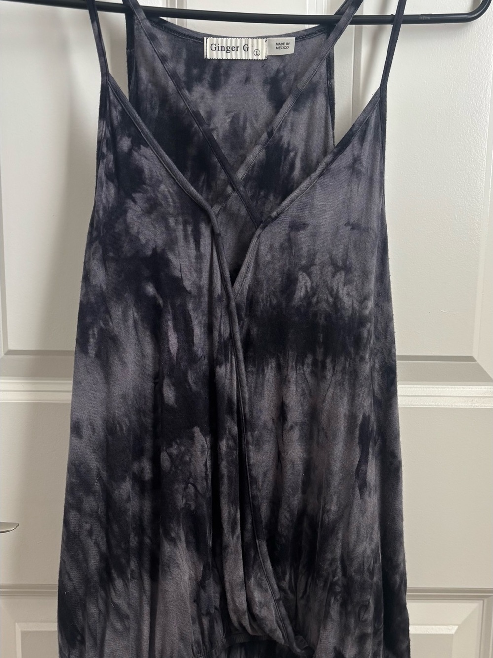 Ginger G Black & Charcoal Tie-Dye V-Neck top